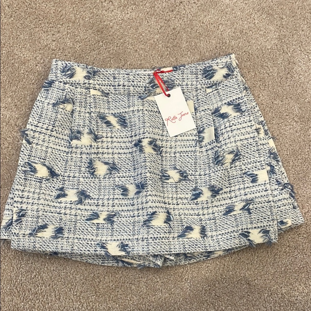 Retta Jane Blue and White Patterned Skorts